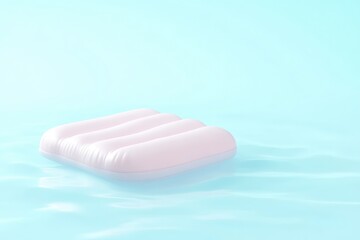 Obraz premium Pastel pink inflatable raft on water