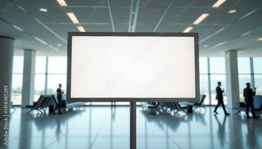 Poster empty billboard displaying advertising in modern airport terminal