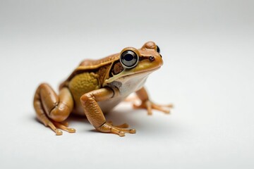 Single brown frog on pure white, textured skin, graphic, brown frog, macro