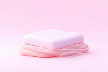 Pastel pink square podium.  Soft, smooth, and airy forms create a delicate display