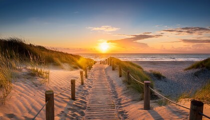 Sunset Beach Path Panoramic Background