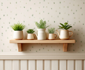 Fototapeta premium ferns watering cans cute wallpaper