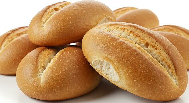 Bolillo bread rolls on a white background. Mexican food