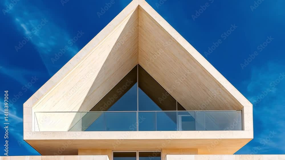 Poster modern architectural design with unique triangular roof structure