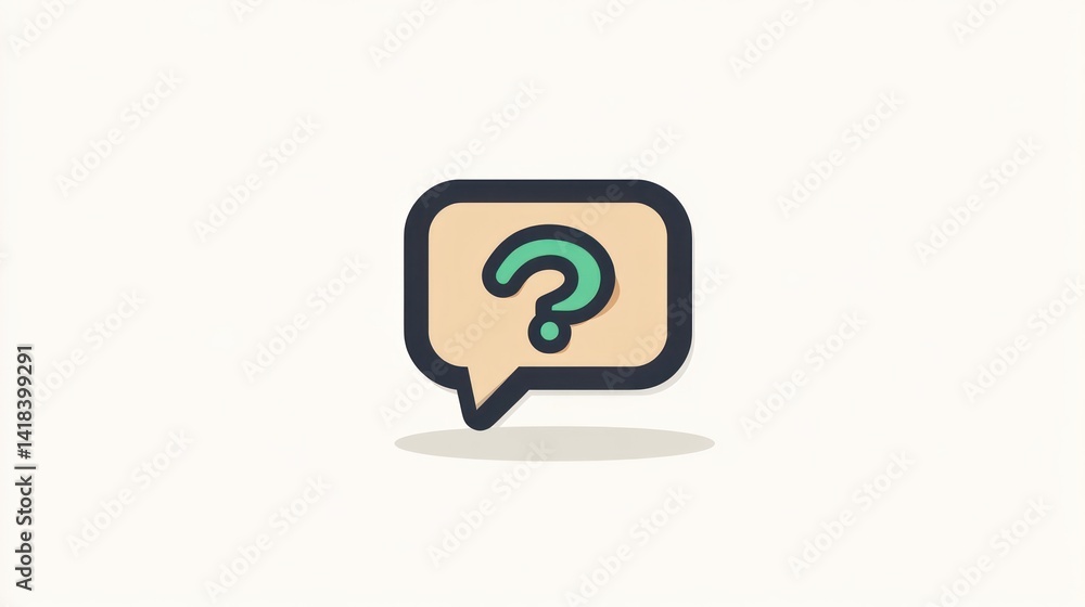 Poster question mark in speech bubble inquiry and communication symbol for faqs help and support