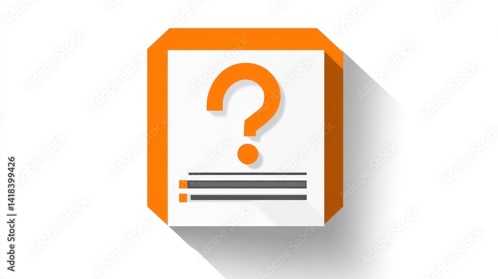 Poster question mark icon with document design for queries and information graphics