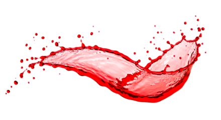Isolated red liquid splash with droplets against a black background in a dynamic wave shape image selling, purchasing, agreement, $