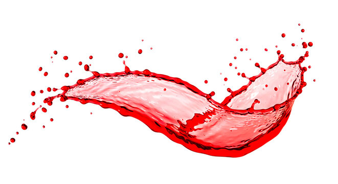 Isolated red liquid splash with droplets against a black background in a dynamic wave shape image selling, purchasing, agreement, $