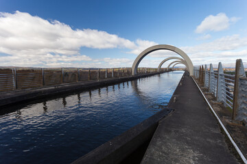 The Forth and Clyde Canal in Falkirk, Scotland on a sunny spring morning. 