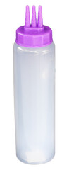 Three holes plastic squeeze sauce bottle on transparent background