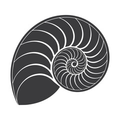 Minimalist Nautilus Shell Silhouette – Geometric Spiral in Black and White