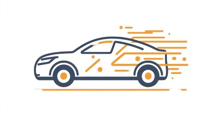 Fototapeta premium Modern Car in Motion with Speed Lines Illustration