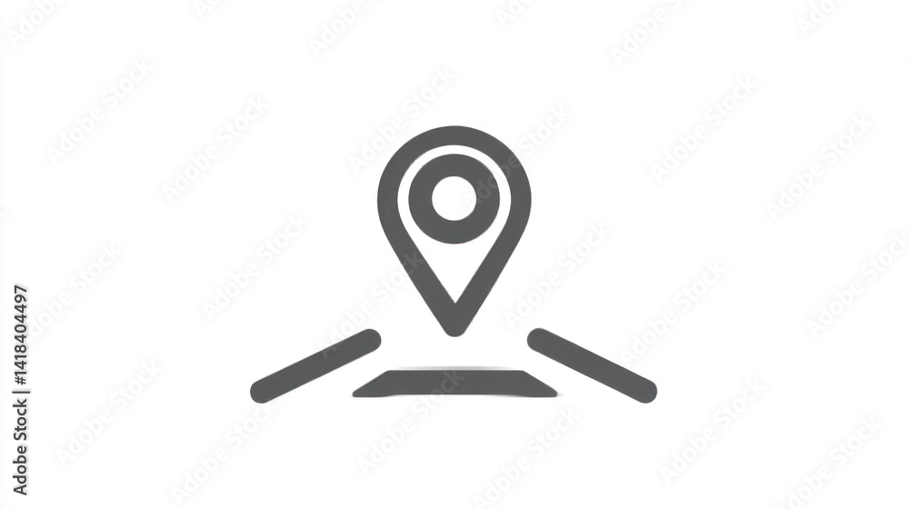 Aufkleber location pin icon with road markings for navigation and mapping applications