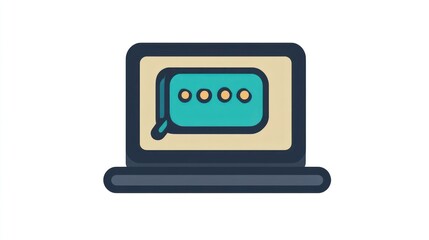 Fototapeta premium Laptop with Chat Bubble Online Communication and Messaging Icon for Digital Platforms