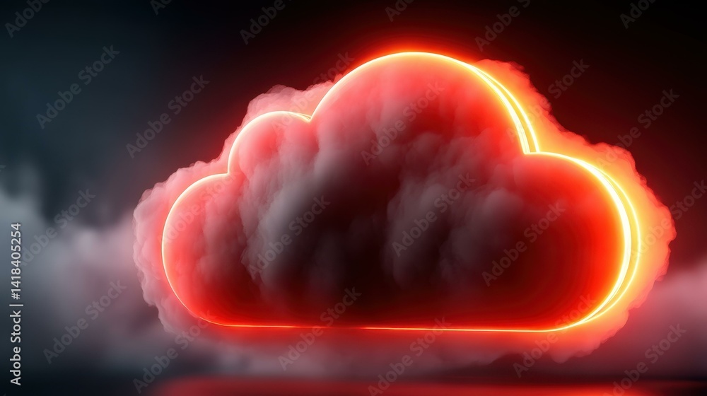 Poster vibrant neon lights create a digital shield, emphasizing the critical role of cybersecurity in cloud