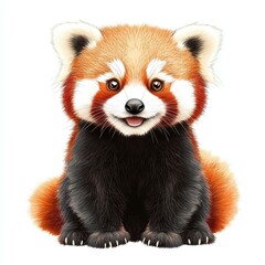 Fototapeta premium A lifelike red panda sits on a clean white backdrop, showcasing its vibrant fur and playful demeanor.