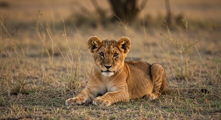 lion cub in the savannah