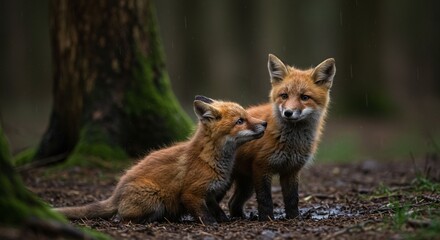 red fox cubs