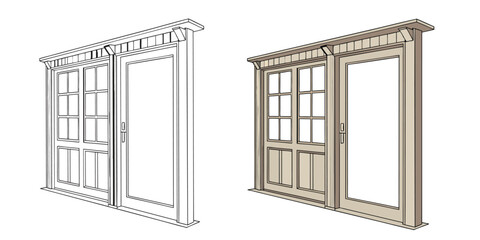 An open white door, seemingly a portal from an empty room of a house, stands isolated against a stark white wall, suggesting entrance or exit through its wooden frame