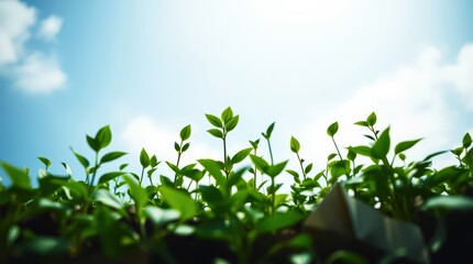 Obraz premium Fresh green plants reaching for the sky.