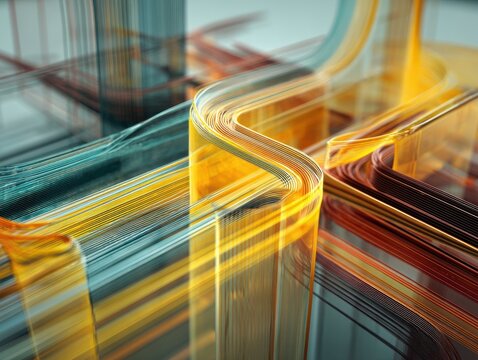 Abstract multi-colored lines intersect and overlap, creating a sense of depth and movement in a visually compelling design.