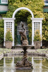Fountain at The Butchart Gardens on Vancouver Island in British Columbia Canada in Fall