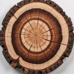 Close-up of a drawing of tree rings on a wooden section, natural longitudinal cutting of Oak, realistic