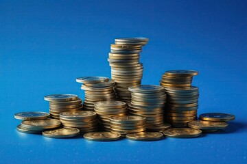 Earnings Stacked Against a Vibrant Blue Background