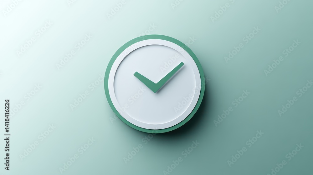 Poster approval checkmark icon on gradient background green and white design for confirmation valid