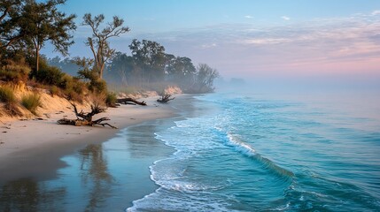 Misty Beach Sunrise