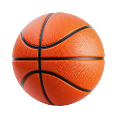 Fototapeta premium Professional Orange Basketball with Classic Black Stripes and Textured Rubber Surface Showing Detailed Pebble Grain Pattern Isolated on Transparent and White Background