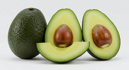 Fresh Ripe Avocados Halved and Whole Ready to Eat Healthy Fruit