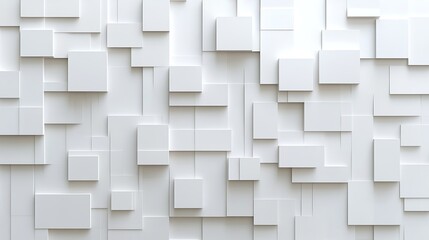 Abstract 3D White Geometric Pattern, Abstract 3D white geometric pattern with overlapping squares and rectangles
