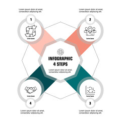 Fototapeta premium Abstract business infographics template with 4 octagonal in white color background, vector eps template