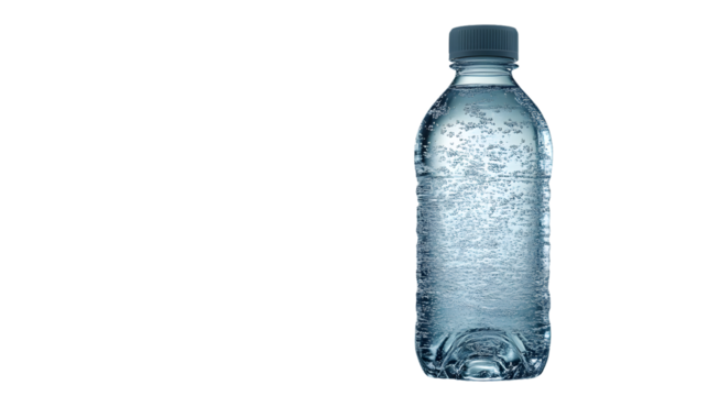A refreshing bottle of sparkling water with bubbles perfect for health and hydration themes