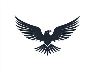 Obraz premium Silhouette of an eagle with outstretched wings against a white background