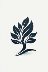 Fototapeta premium A stylized tree with dark leaves on a white background, simple and elegant