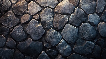 Intricate stonework creates a textured wall pattern.
