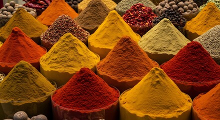 Variety of Colorful Spices in Bowls