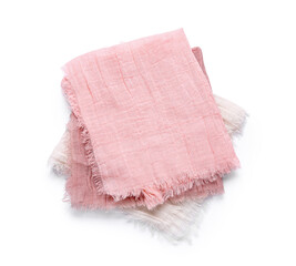 Different folded napkins isolated on white background