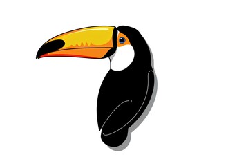 Naklejka premium Vibrant Toucan Bird Illustration with Large Bill Tropical Wildlife Artwork
