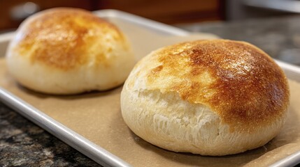 Perfectly toasted hamburger bun, slightly crisp edges, fluffy crumb - lunch snack crumb