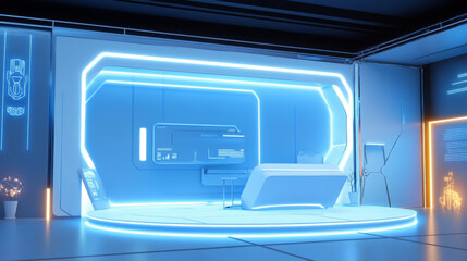 3D Rendering Abstract Blue Sci-Fi Space Background