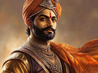 Obraz premium AI-generated illustrations of Chhatrapati Shivaji Maharaj, the legendary Maratha warrior king of Maharashtra, depicting his valor, leadership, and historical significance.