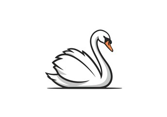 Naklejka premium Elegant White Swan Illustration Graceful Bird Design Perfect for Logo Branding