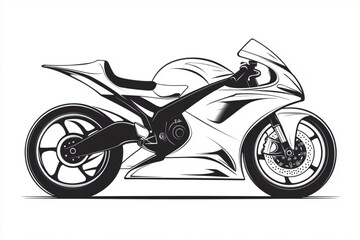 Obraz premium Illustration of a sleek motorcycle with detailed lines in black and white