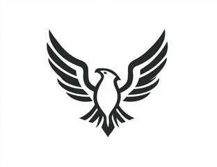 Obraz premium Stylized eagle illustration with spread wings in black on white background