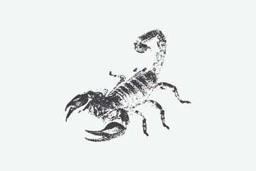 Creepy Halloween Scorpion collage element with vintage stippling photocopy effect. with experimental grunge dotted texture