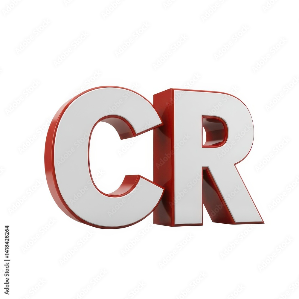 Poster 3d cr letters 3d rendering isolated on white background