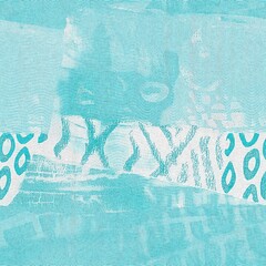 Seamless teal green woven grunge dye batik pattern. Irregular beach cottage dye washed out resist effect. Modern mottled woven style for trendy coastal cottage worn texture material background 